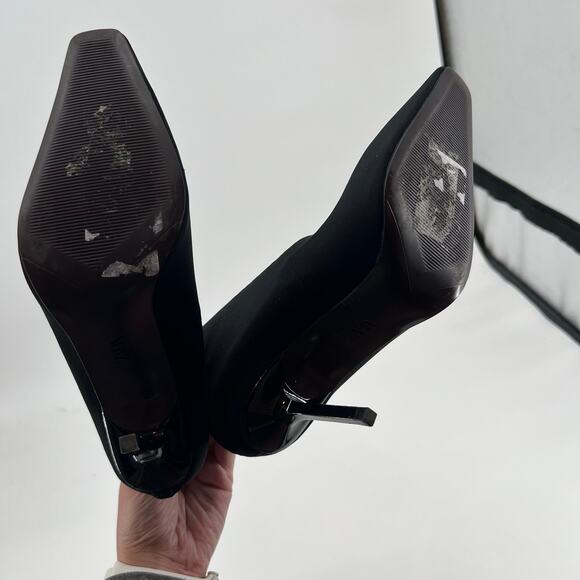 Zara Black High Heel Sock Boots square toe stiletto heel chic Size 37 / US 6.5 - Picture 9 of 15
